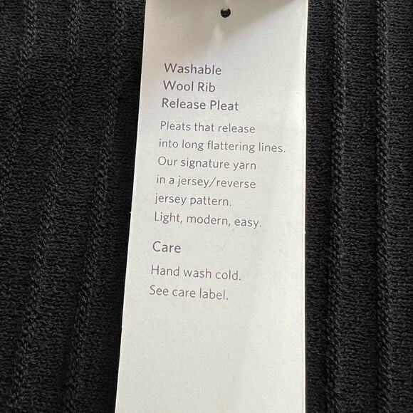 Eileen Fisher Washable Wool Ribbed Pleated Dress Black Size PP NEW - Picture 10 of 12